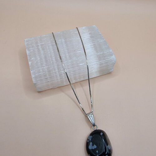 Colar obsidiana floco de neve